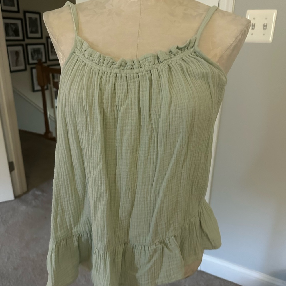Magaschoni Green Ruffled Camisole Top